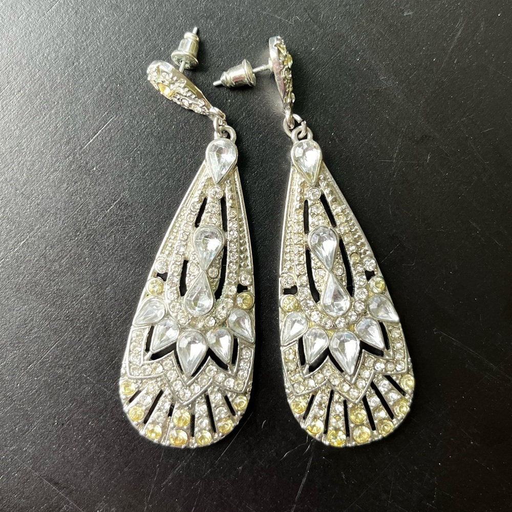 Silver and yellow sparkly earrings